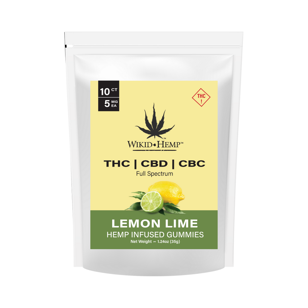 Lemon Lime 5 mg THC, 20 CBD, 10 mg CBC Gummy 10 ct – Wikid