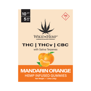 Mandarin Orange 5 mg THC-THCv-CBC w/Sativa Terpenes Gummy 10 ct