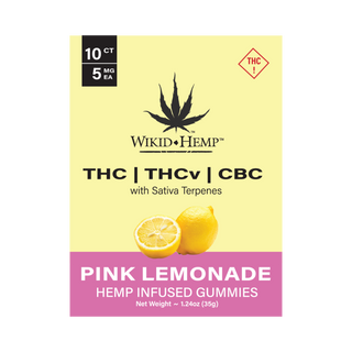 Pink Lemonade 5 mg THC-THCv-CBC w/Sativa Terpenes Gummy 10 ct