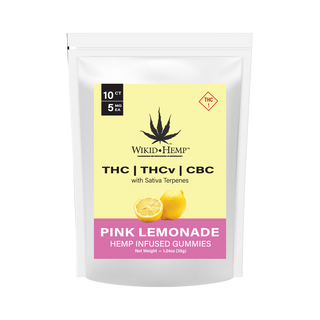 Pink Lemonade 5 mg THC-THCv-CBC w/Sativa Terpenes Gummy 10 ct